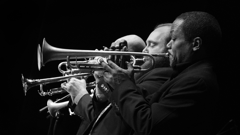 Four trumpeters play during the Greater St. Louis Jazz Festival